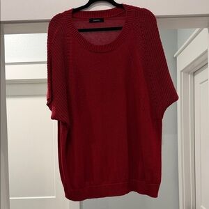 Short-Sleeve Crewneck Knit Sweater in Cherry Red by Democracy
